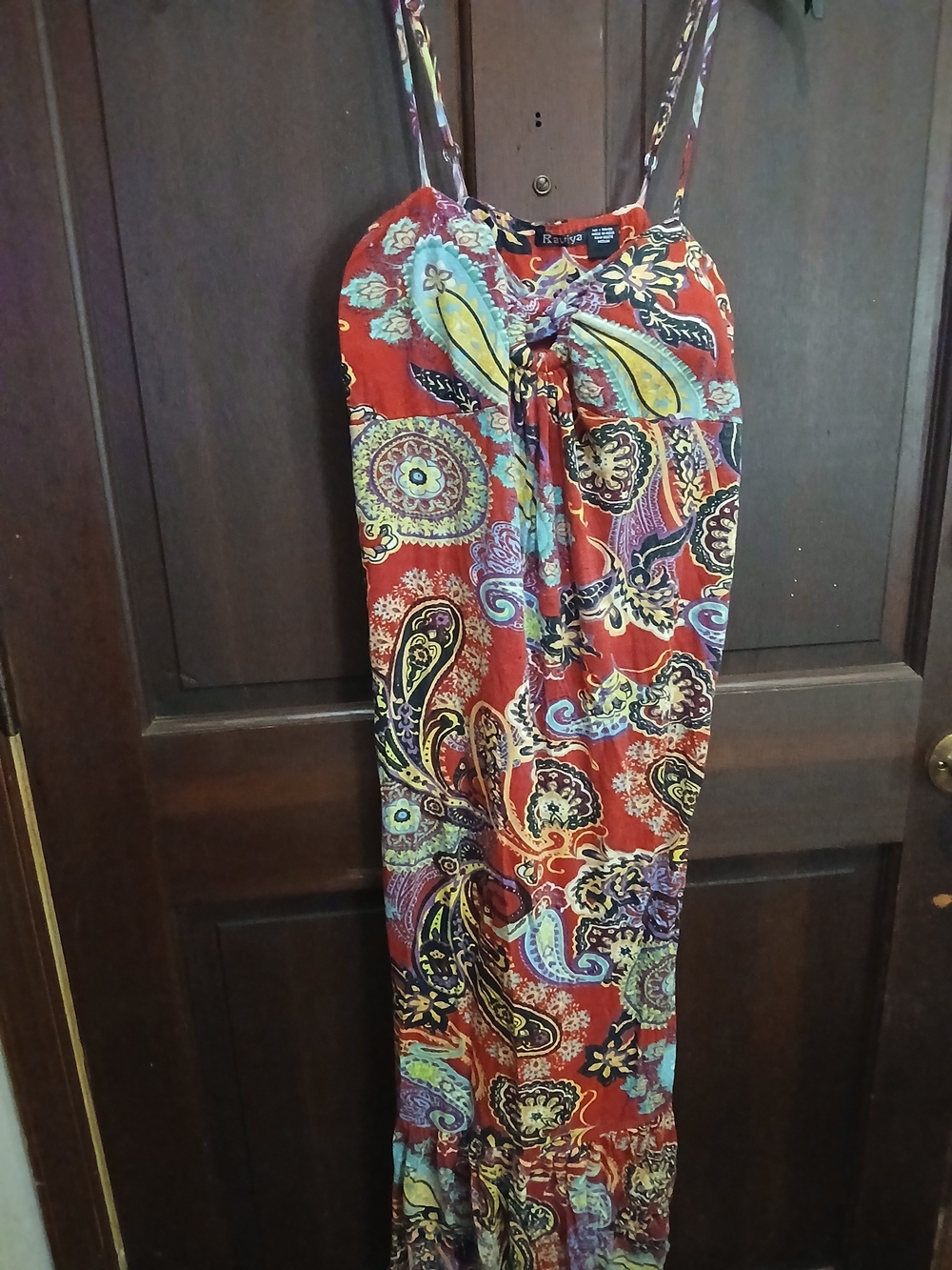 Raviya Red Paisley Print Maxi Dress Size M Ruffled Bottom
